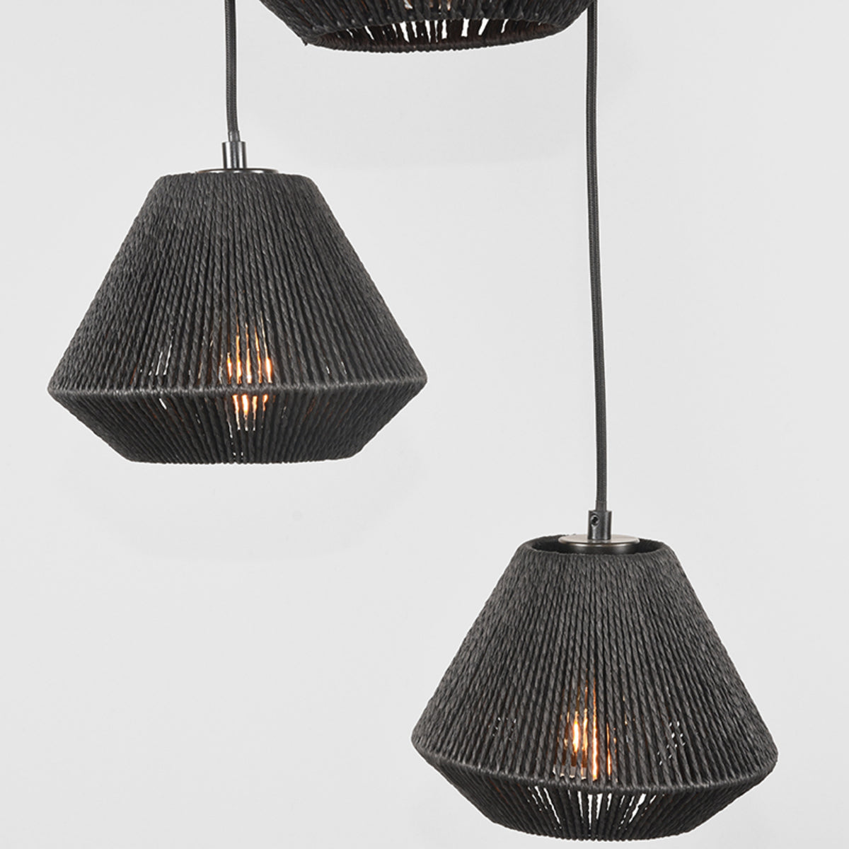 LABEL51 Hanging lamp Ibiza - Black - Jute - 3-Light