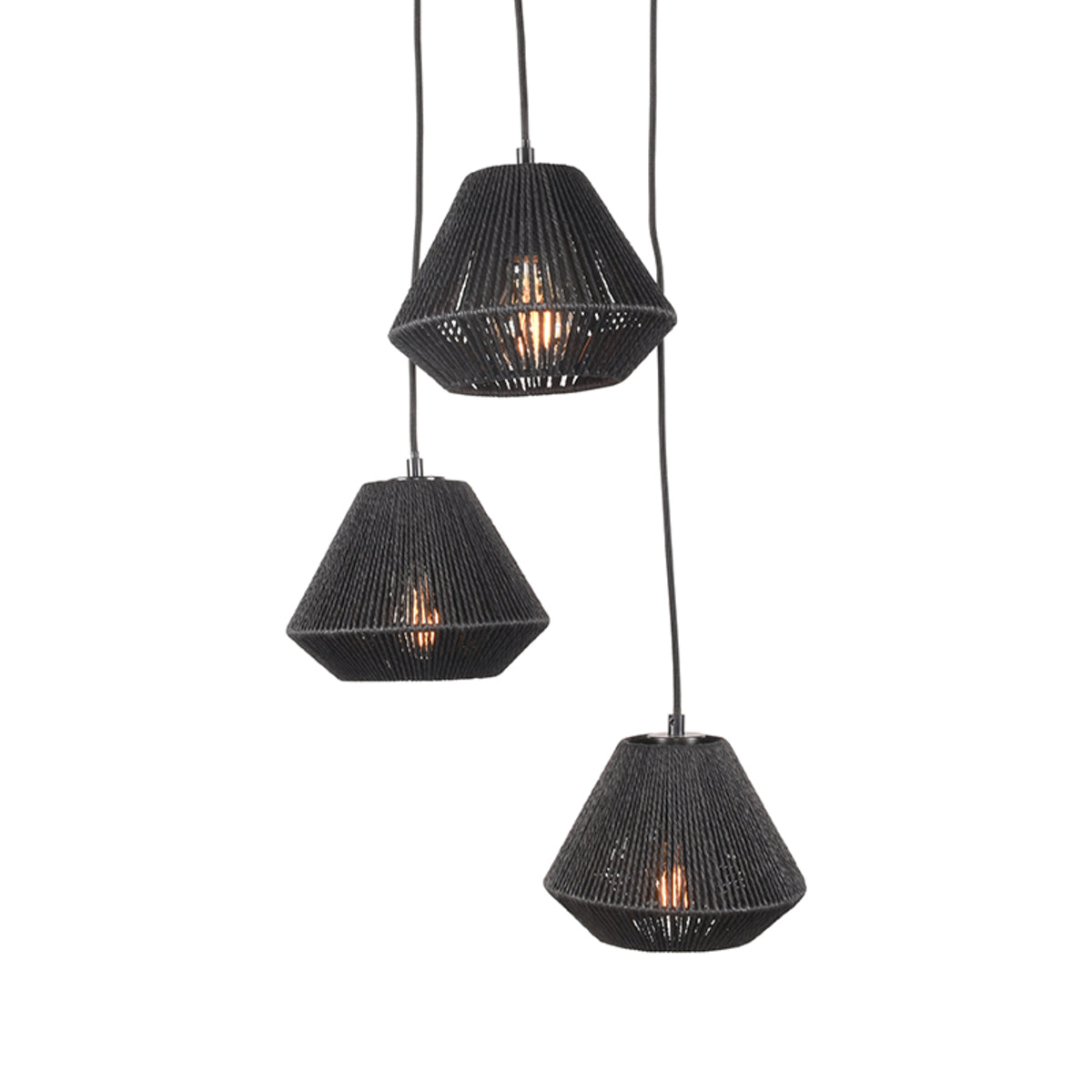 LABEL51 Hanging lamp Ibiza - Black - Jute - 3-Light