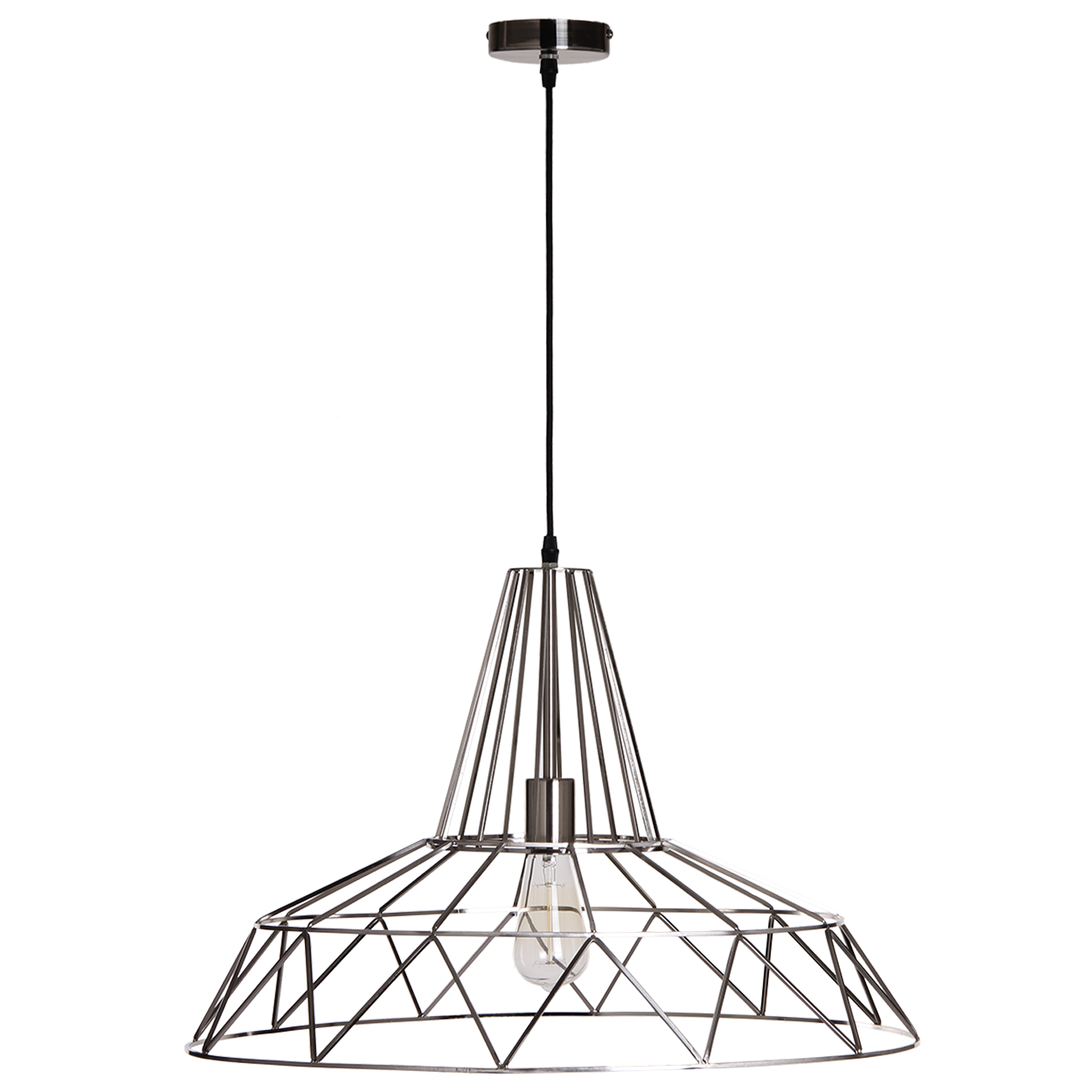 Hanglamp Kaya 60 cm 1 Lichts Nickel Satin Modern