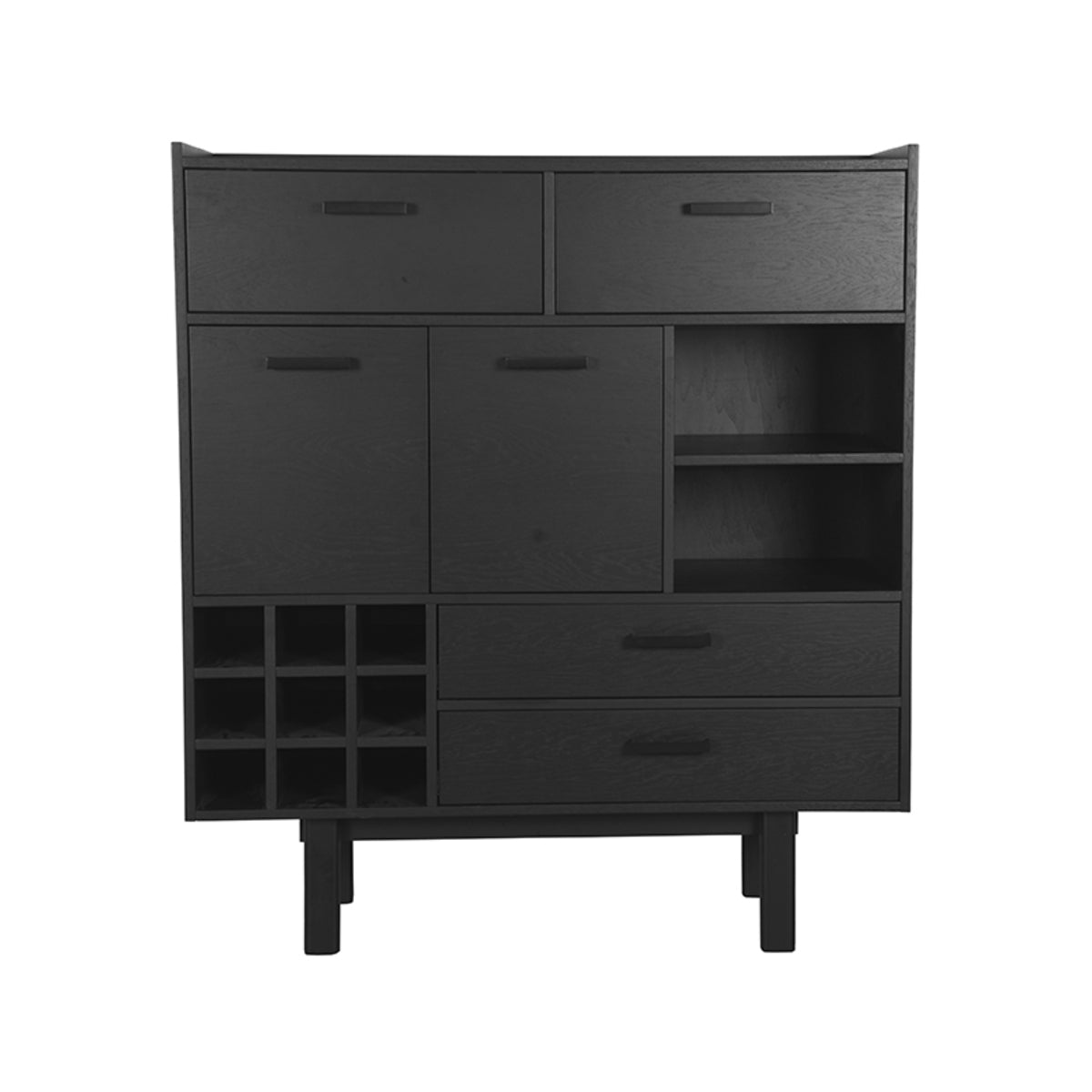 LABEL51 Storage cupboard Cali - Black - Oak