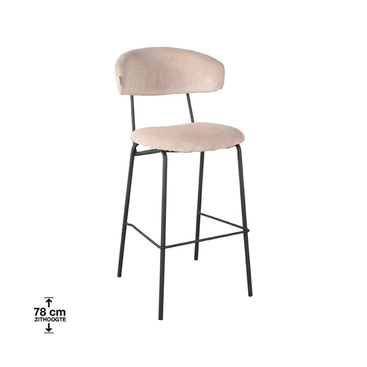LABEL51 Bar stool Zack - Natural - Ribcord - Seat height 78 |