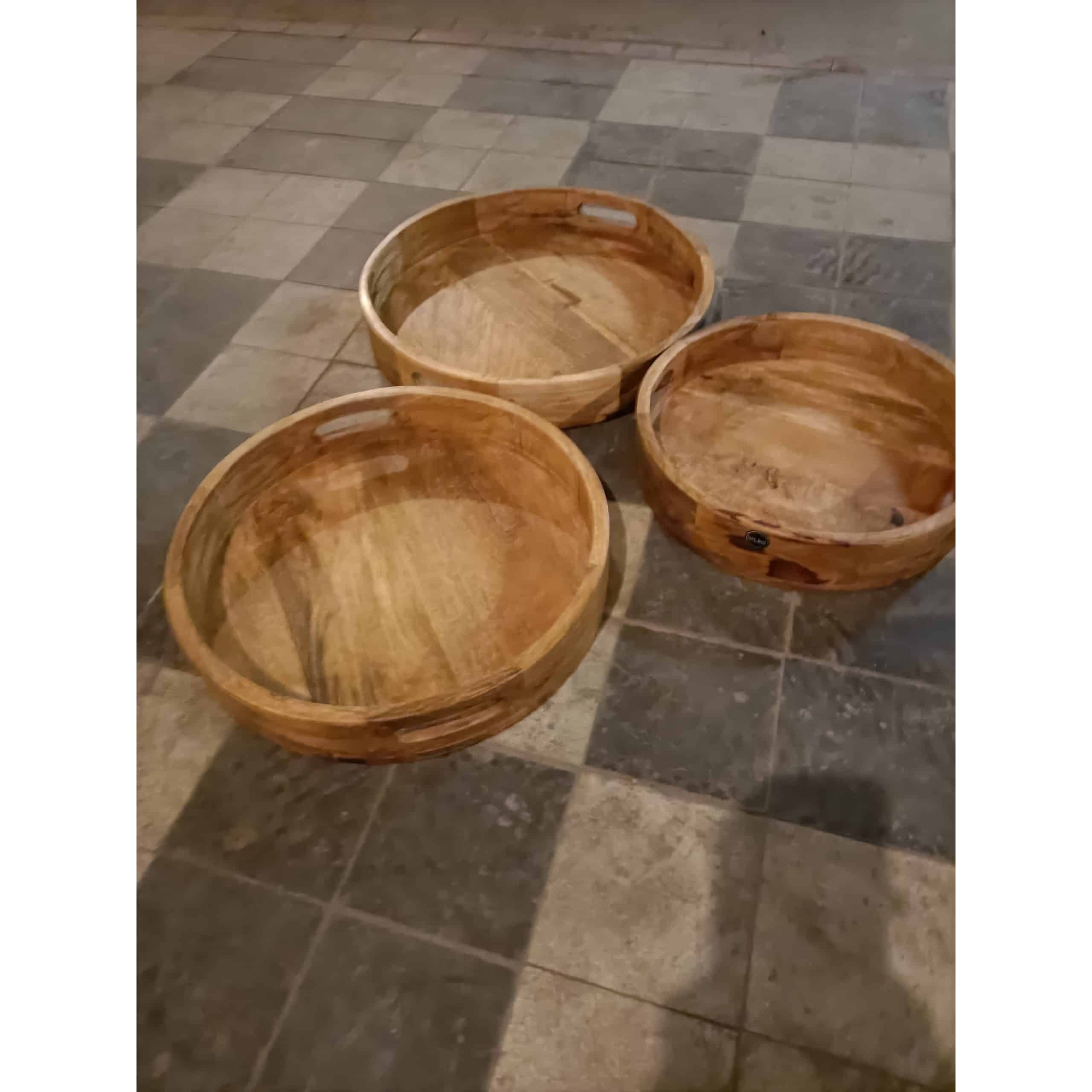 Mango wood and trays set of 3