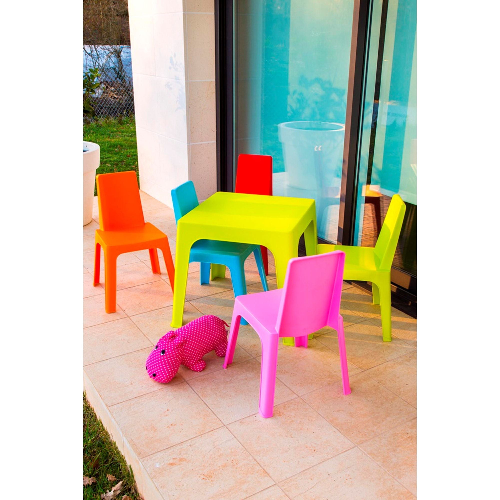 Garbar julieta kinderstoel en tafel set 4+1 hemelsblauw roze