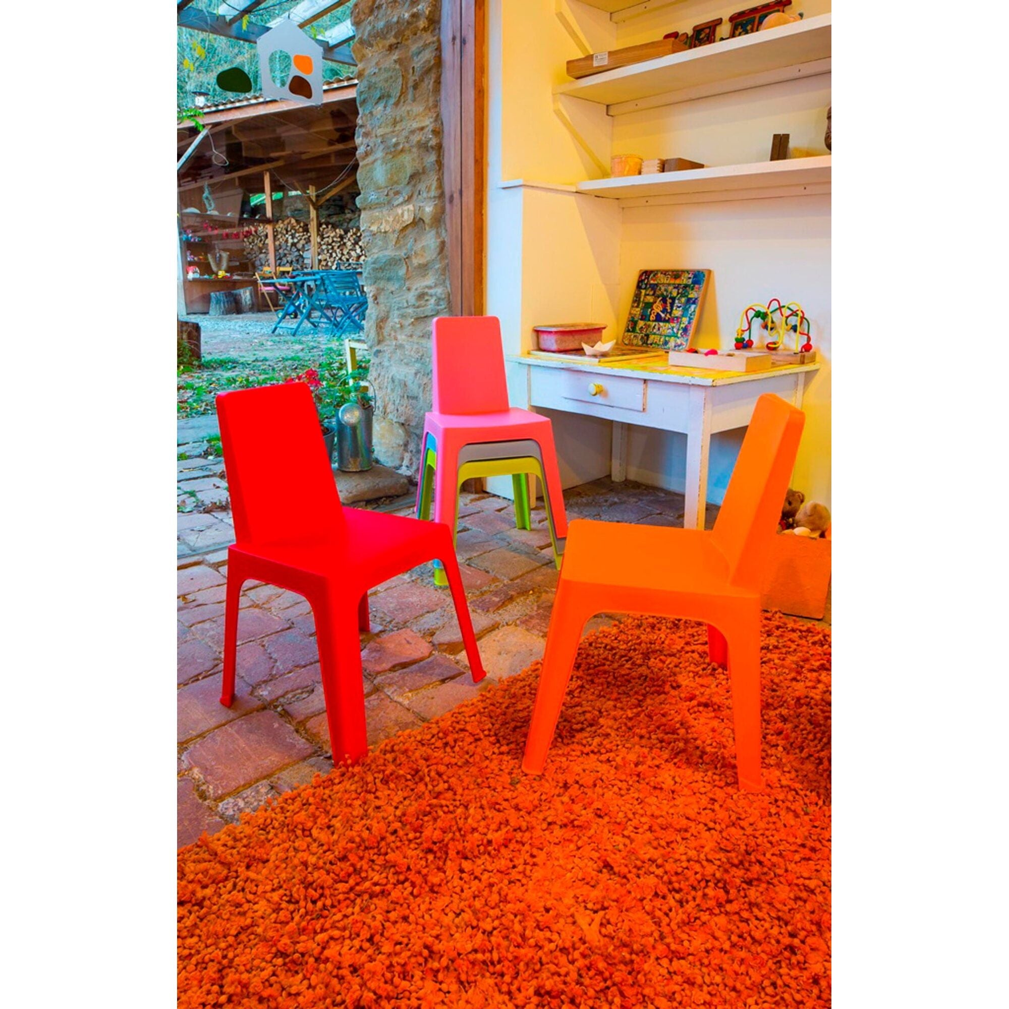 Garbar julieta kinderstoel en tafel set 2+1 oranje