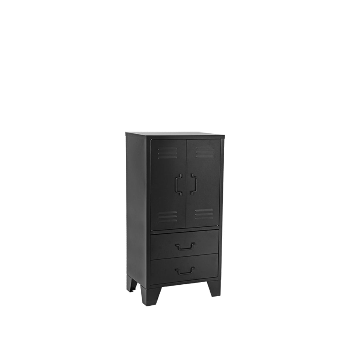 LABEL51 Storage cupboard Fence - Black - Metal - 2-Door low