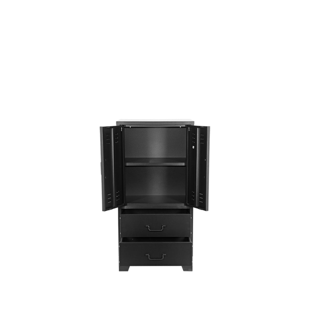 LABEL51 Storage cupboard Fence - Black - Metal - 2-Door low