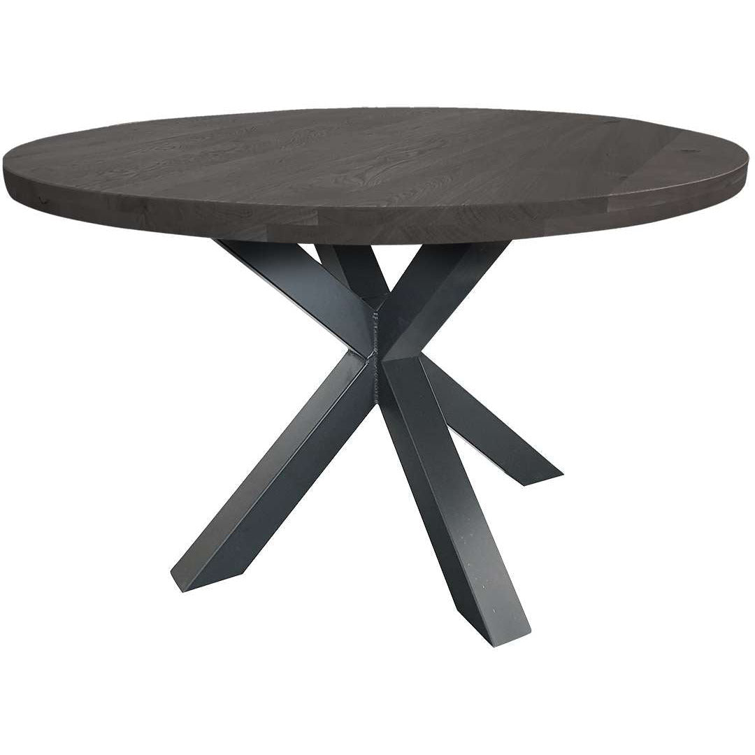 Dining table | Round | Black | Oak wood | Lacquered Spider Leg |