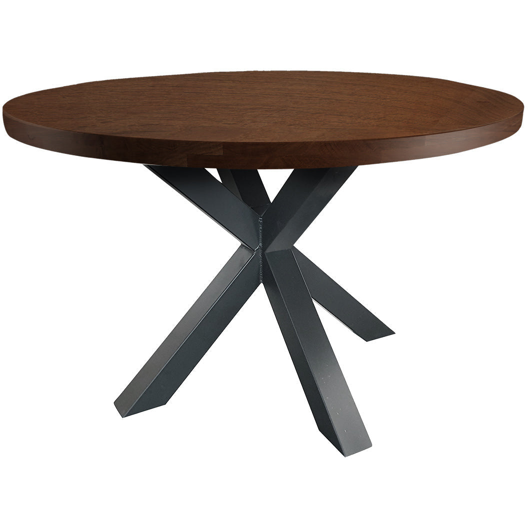 Dining table | Round | Dark brown | Oak wood | Lacquered Spider Leg |