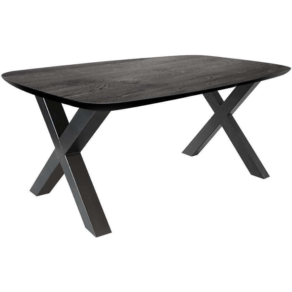 Dining table | Rectangle | Black | Oak wood | Lacquered | X-paw