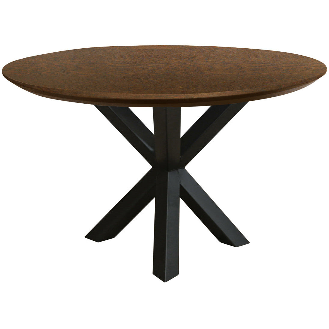 Dining table | Round | Dark brown | Oak wood | Lacquered Spider Leg |