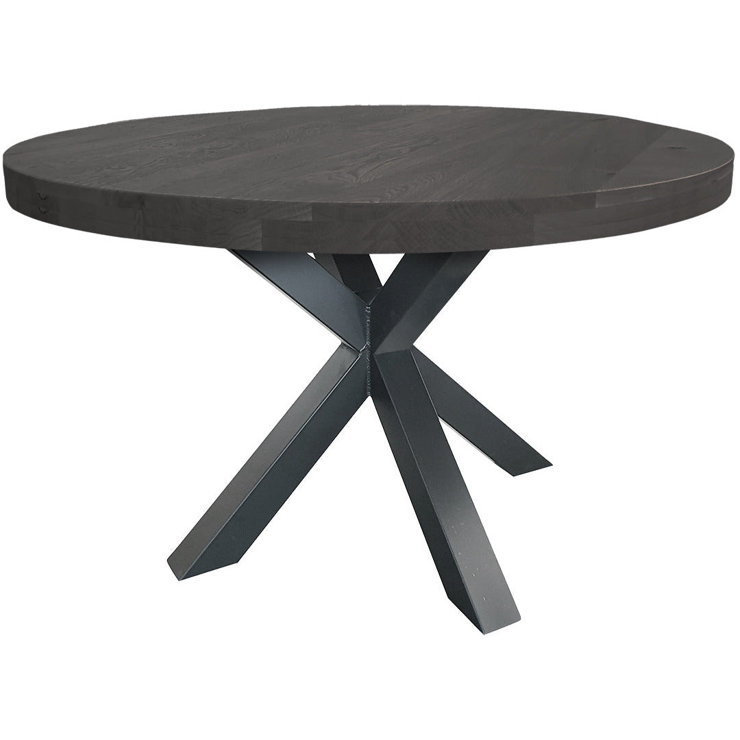 Dining table | Round | Black | Oak wood | Lacquered Spider Leg |