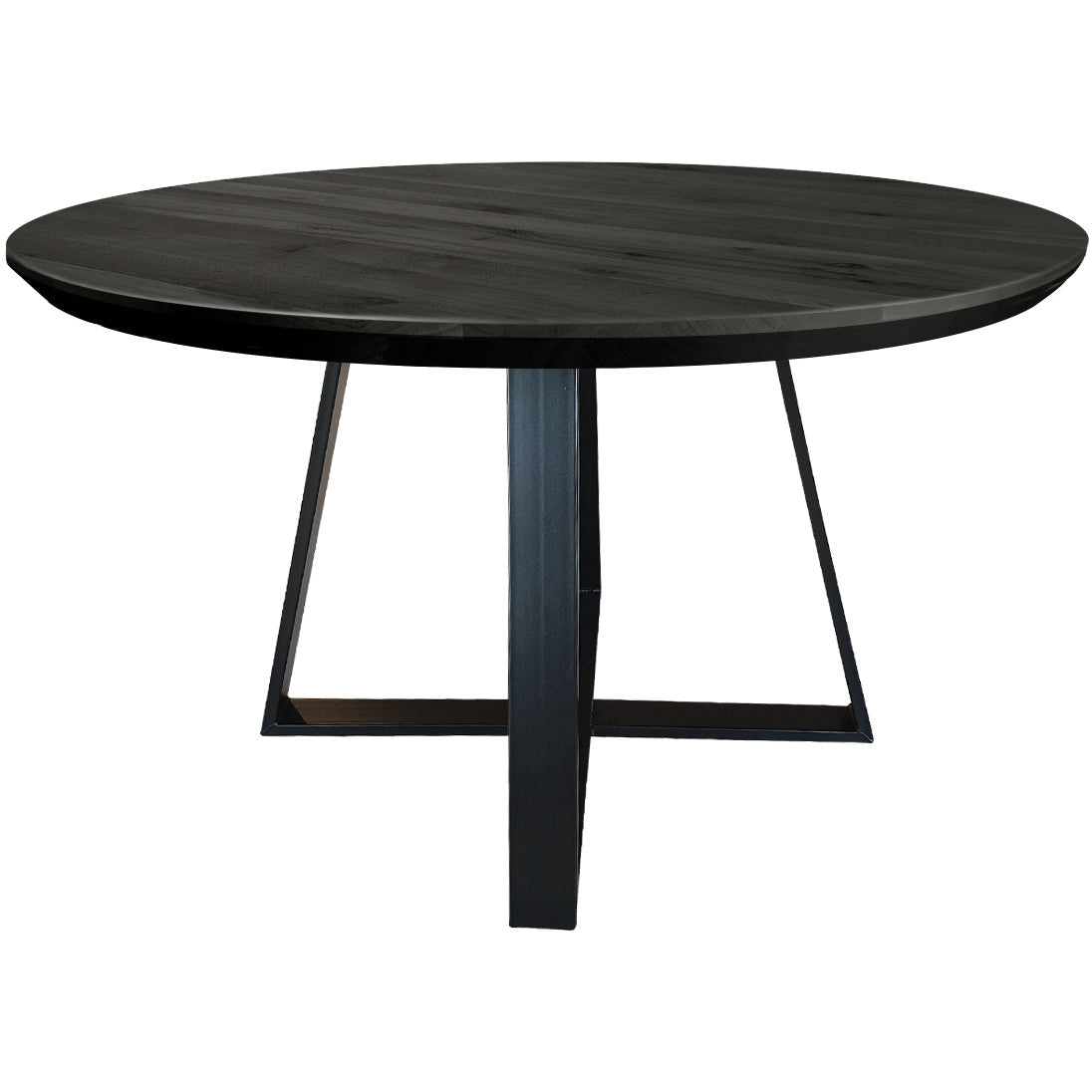 Dining table | Round | Black | Oak wood | Lacquered Cross Leg |