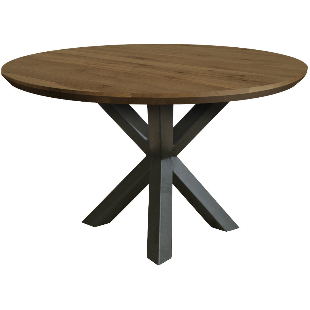 Dining table | Round | Warm brown | Oak wood | Lacquered Spider Leg |