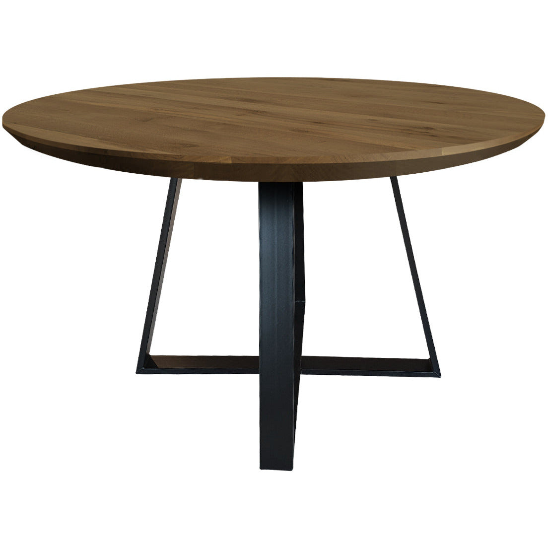 Dining table | Round | Warm brown | Oak wood | Lacquered Cross Leg |