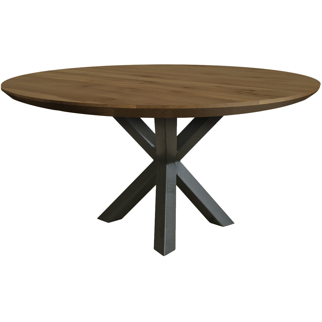 Dining table | Round | Warm brown | Oak wood | Lacquered Spider Leg |