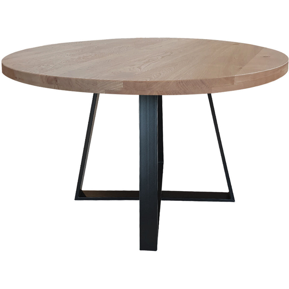 Dining table | Round | Natural | Oak wood | Lacquered Cross Leg |
