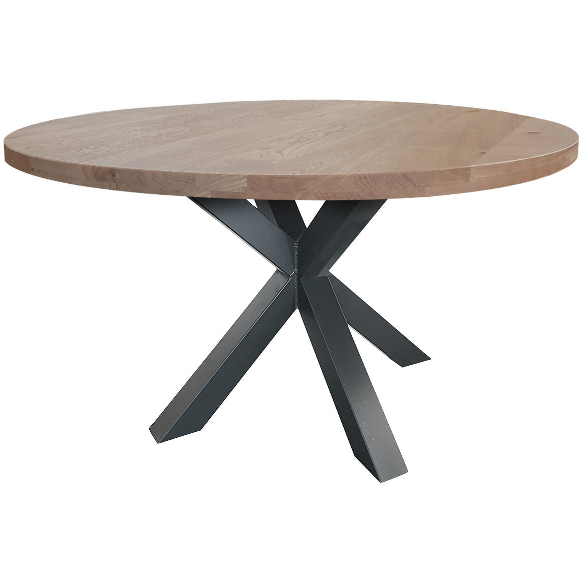 Dining table | Round | Natural | Oak wood | Lacquered Spider Leg |