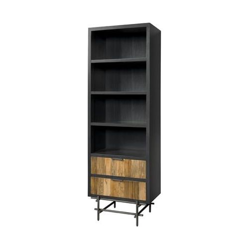 Pesaro Bookcase with 2 drawers | Teak wood | Brown, black | 65