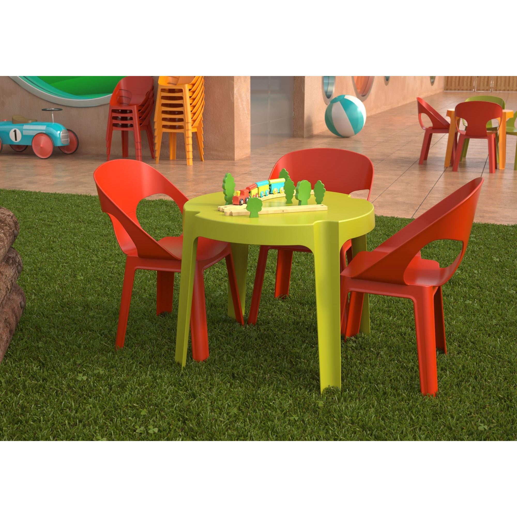 Garbar rita kinderstoel en tafel set 2+1 oranje