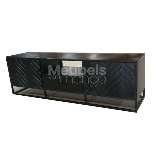 Recife herringbone TV cabinet black 150cm