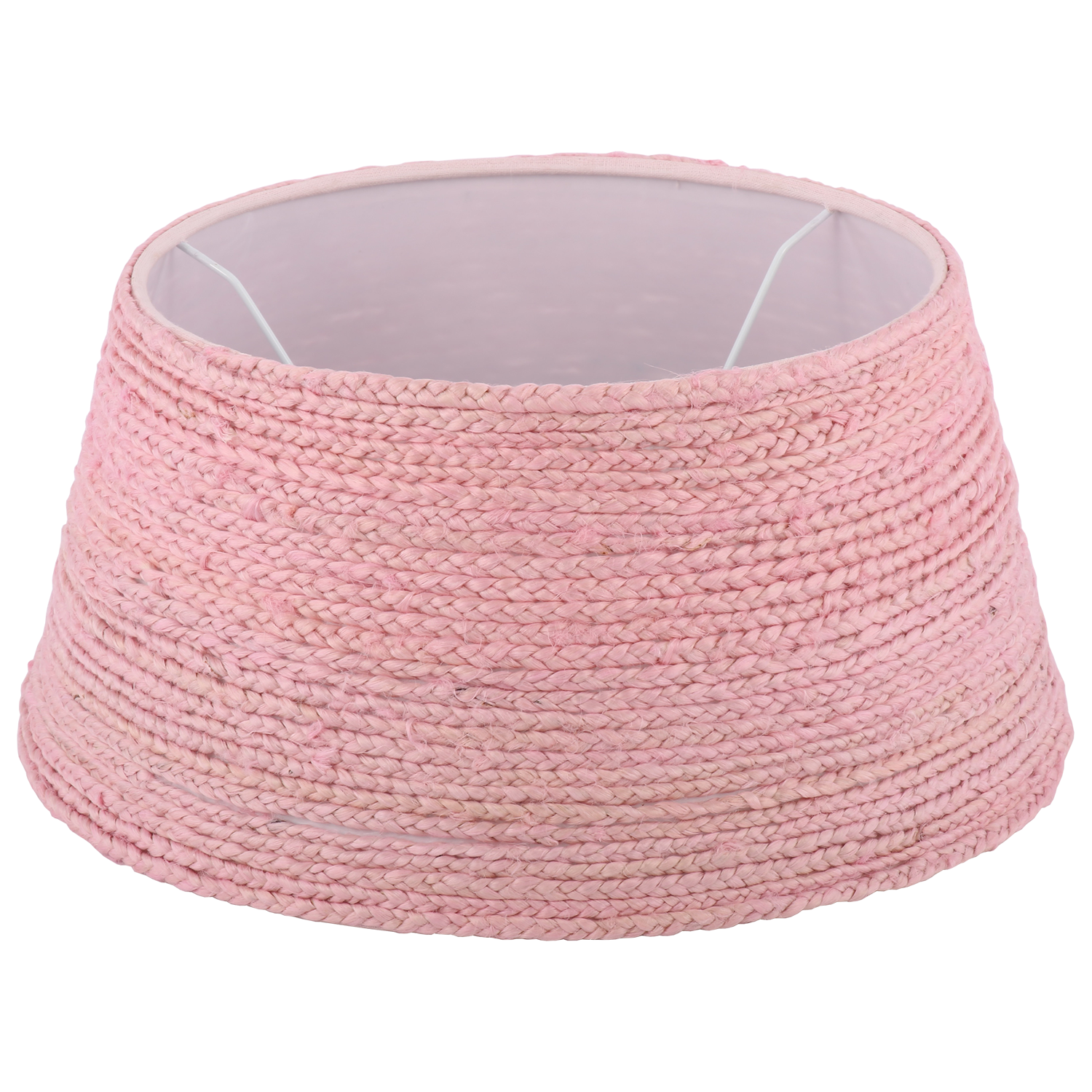 Landelijke Staande Lampenkap Jute Rope Drum 25 cm licht roze