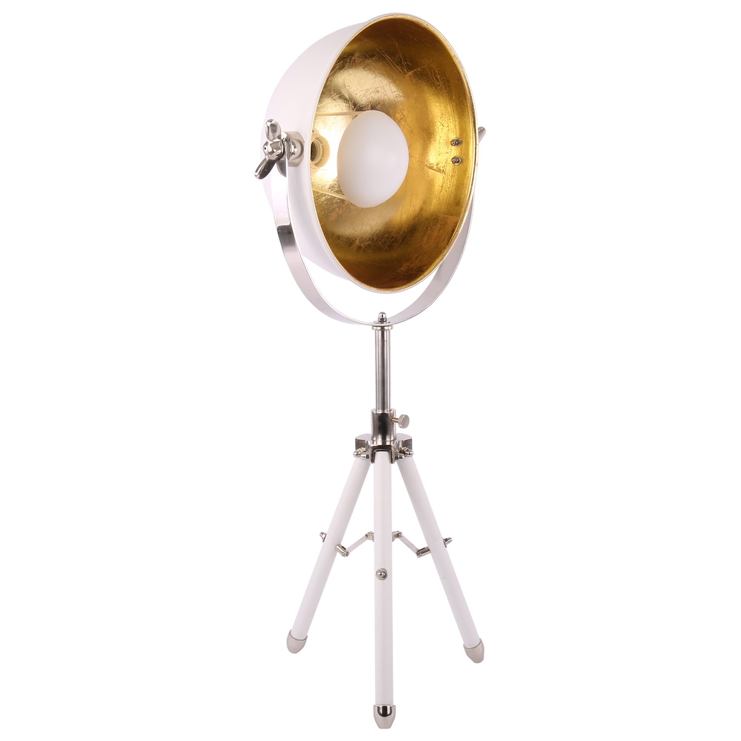 Industriële Tafellamp Globe 69 cm 1 Lichts Mat Wit Met Goud