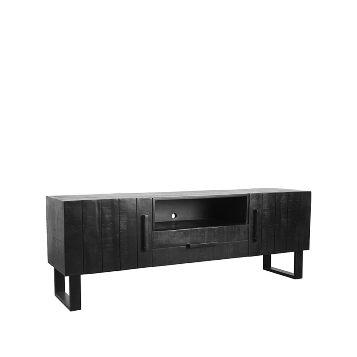 LABEL51 TV cabinet Santos - Black - Mango wood - 168 cm