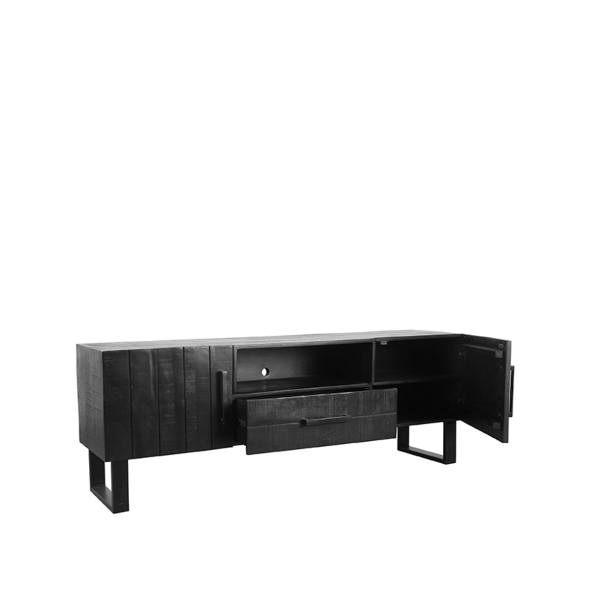 LABEL51 TV cabinet Santos - Black - Mango wood - 168 cm