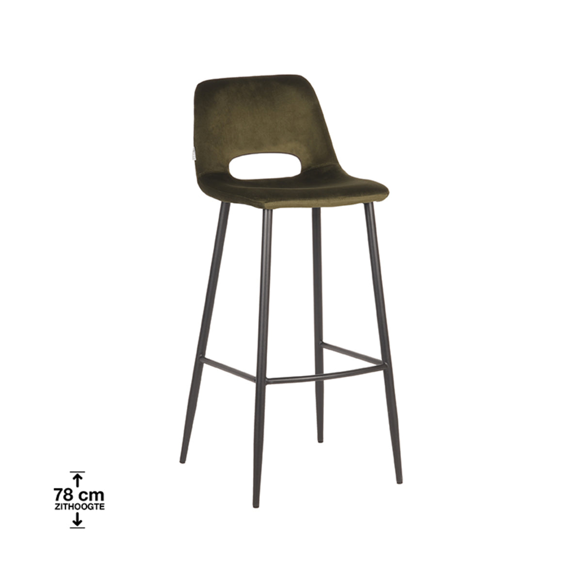 LABEL51 Bar stool Josh - Army green - Velvet - Seat height 78 |