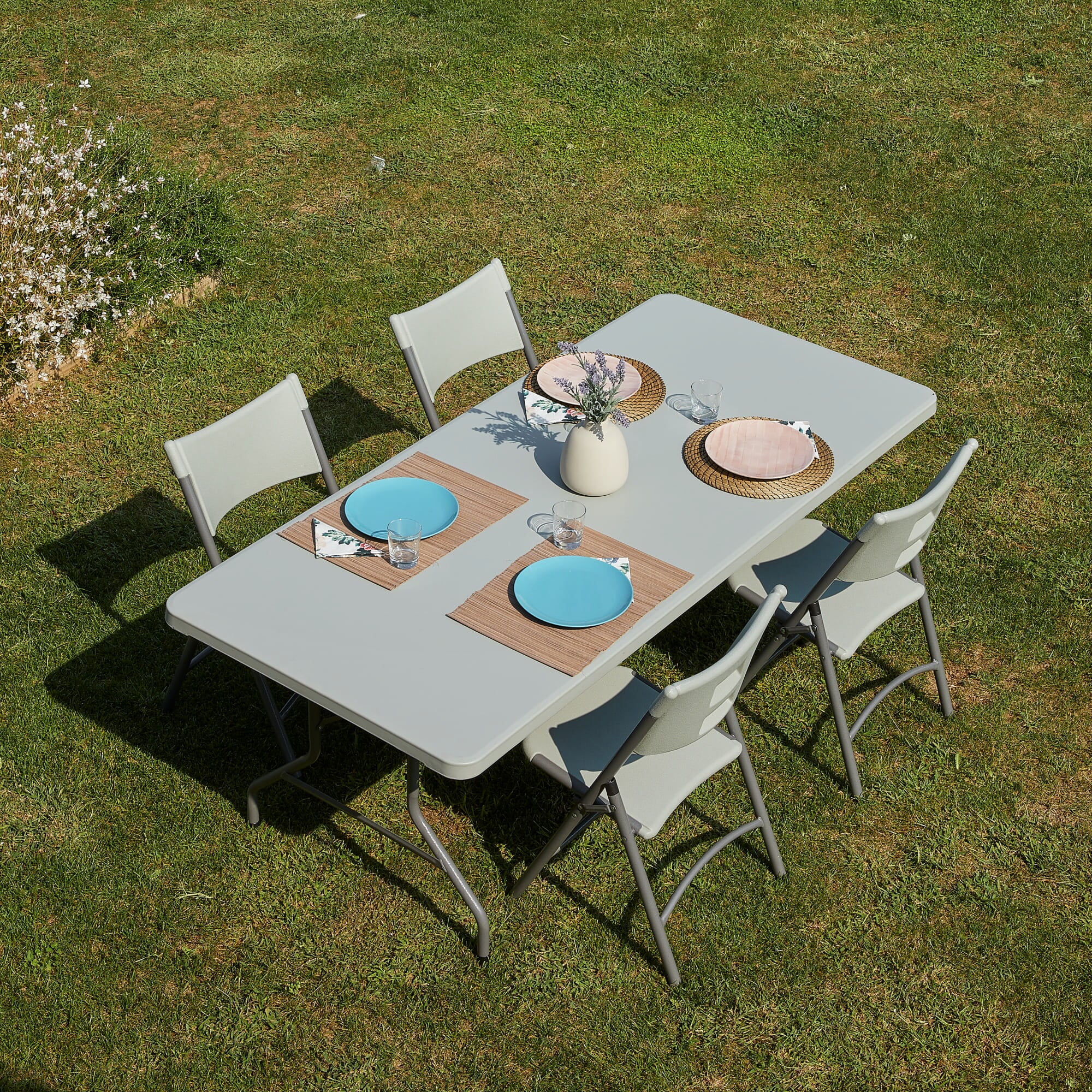 Garbar vivaldi rectangular folding table indoors, outdoors