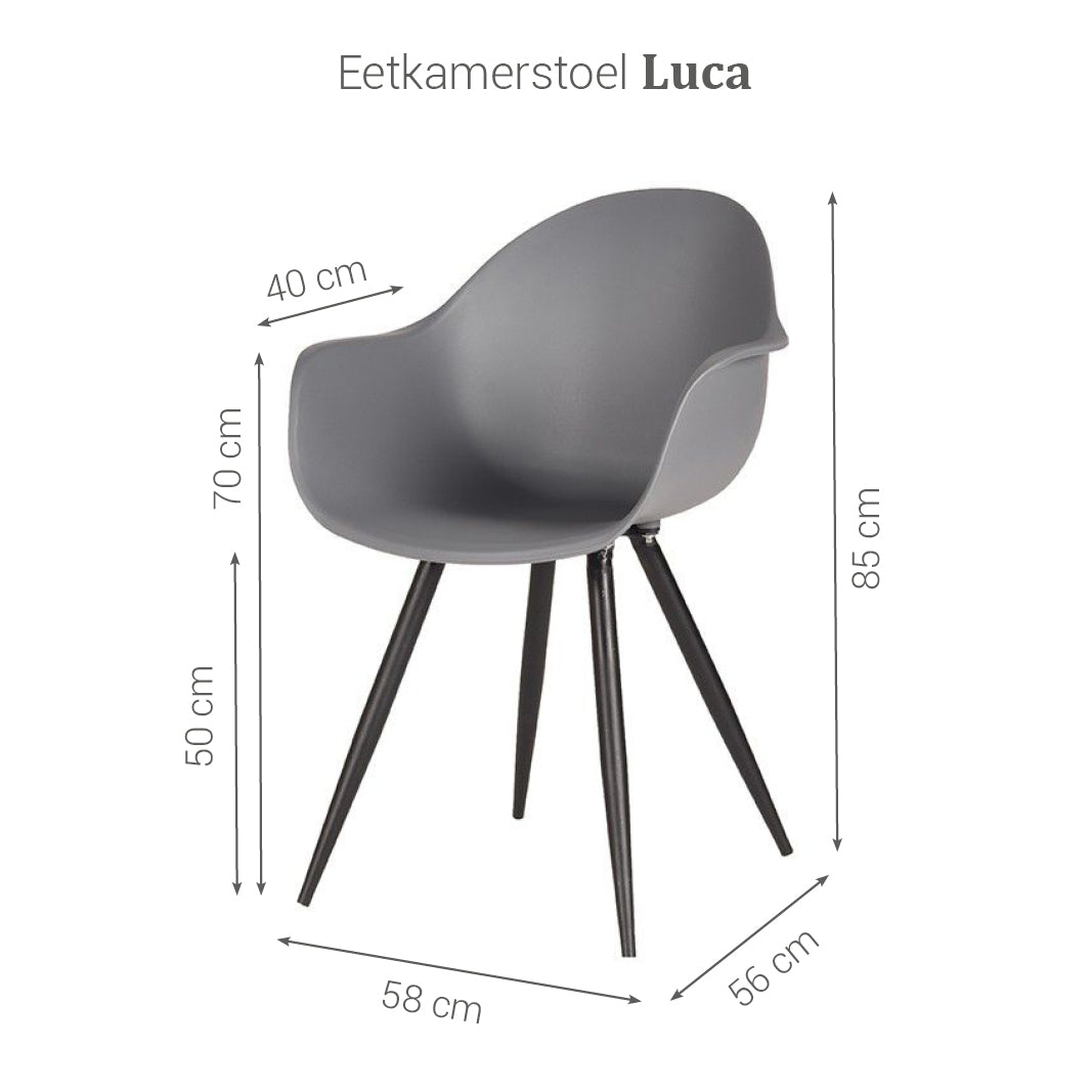 LABEL51 Dining room chair Luca - Gray - Plastic | 2 pcs