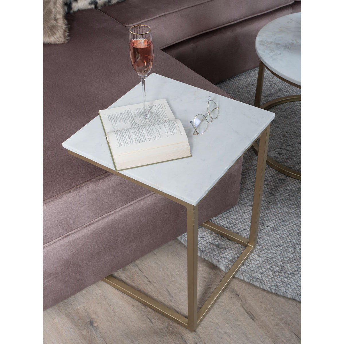 Laptop table Mitch Marble - White/Gold