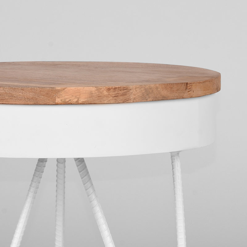 LABEL51 Saran side table - White - Metal - Round - 44 cm