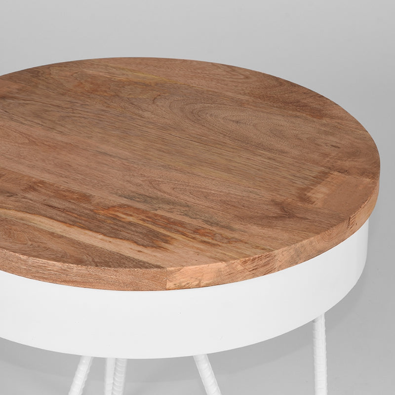 LABEL51 Saran side table - White - Metal - Round - 44 cm