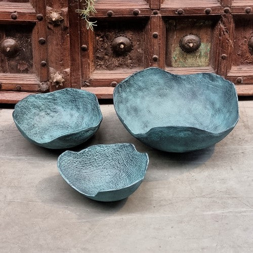 Blue patina decorative bowl medium