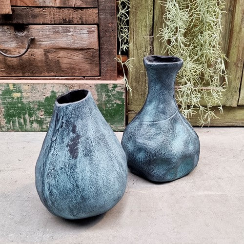 blue patina decorative vase