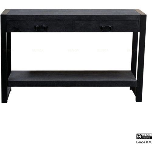 britt 2 drawer side table black 120