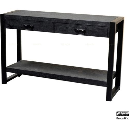 britt 2 drawer side table black 120