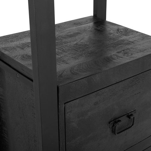 britt black bookcase with drawer