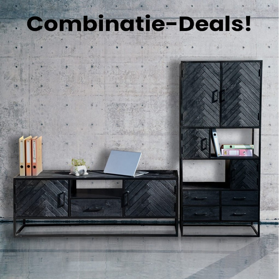Recife combination deal TV Furniture and Cabinet black