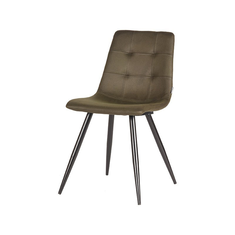 LABEL51 Dining room chair Jay - Army green - Microfiber | 2 pieces