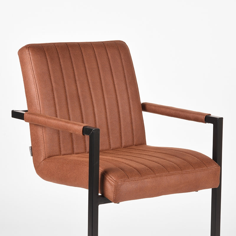 LABEL51 Dining room chair Milo - Cognac - Microfiber | 2 pieces