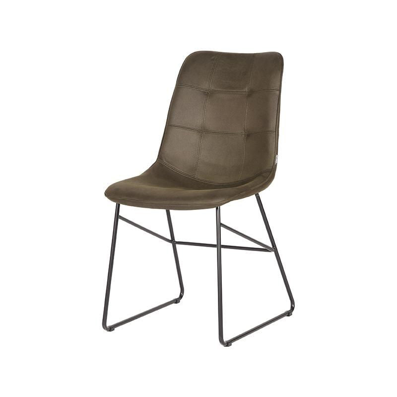 LABEL51 Dining room chair Slim - Army green - Microfiber | 2 pieces