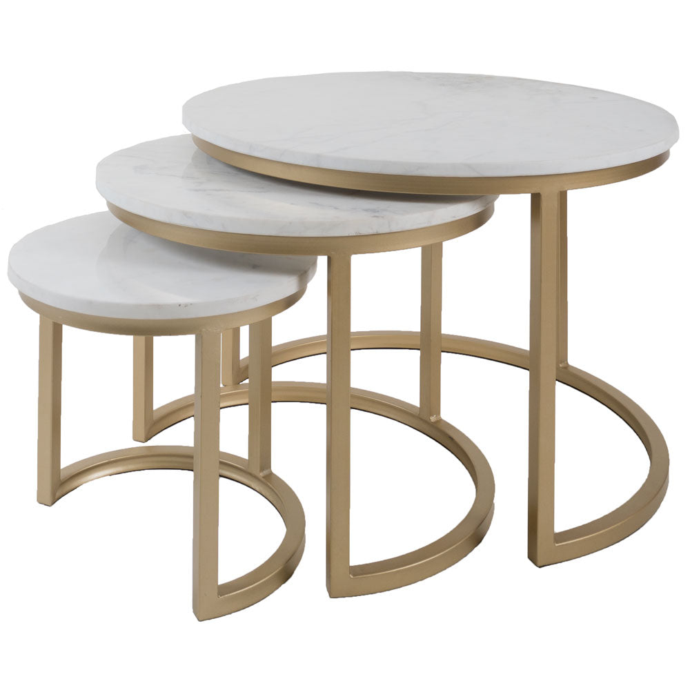 Coffee table Eloza Marble - Set of 3 - White/Gold