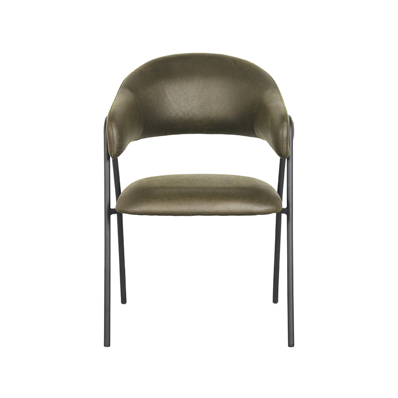 LABEL51 Dining room chair Lowen - Army green - Microfiber | 2 pieces