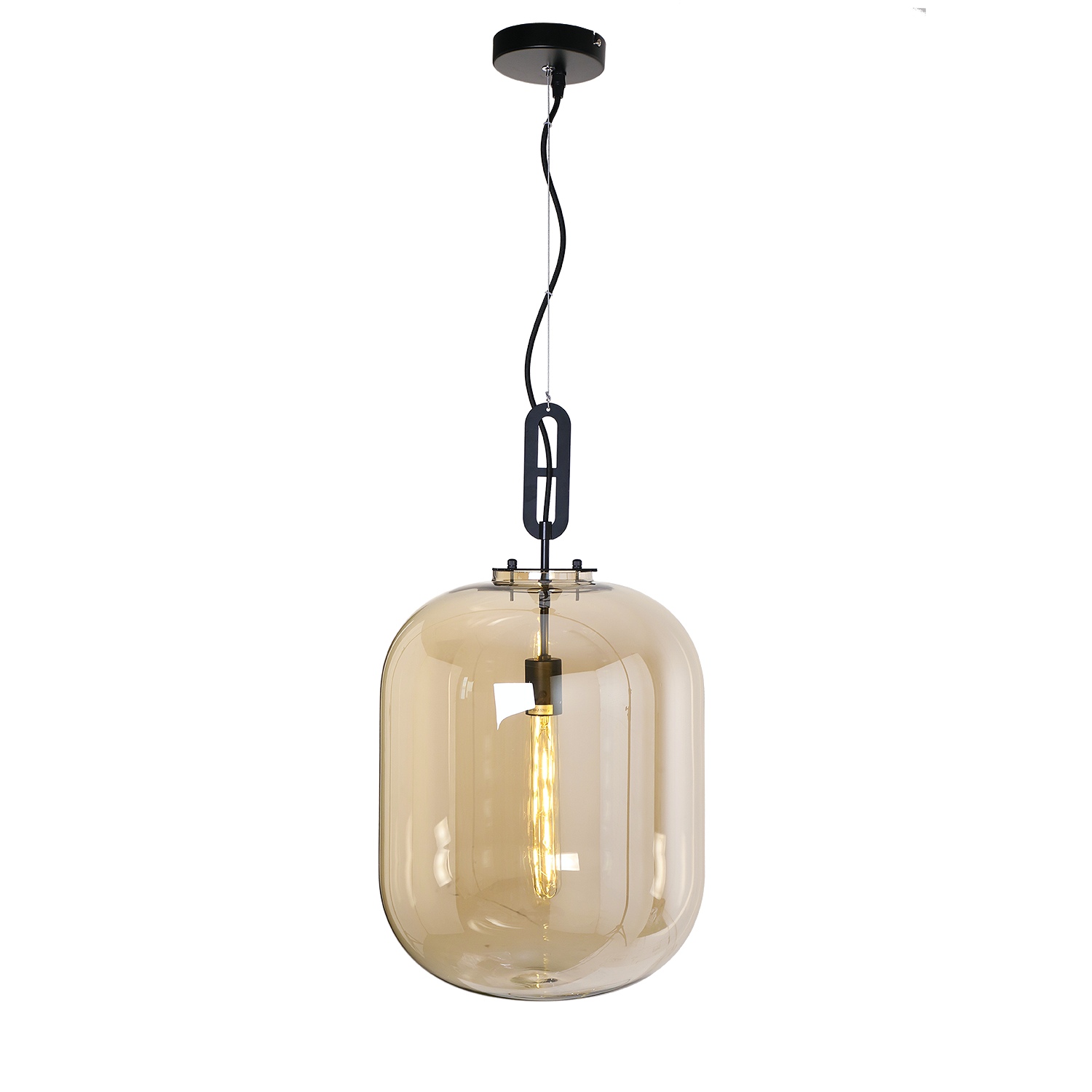 Hanglamp Larino Modern 35 cm 1 Lichts Goud Met Amber Glas
