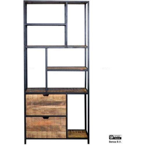 Iron 2 drawer bookrack with wooden shelves 85