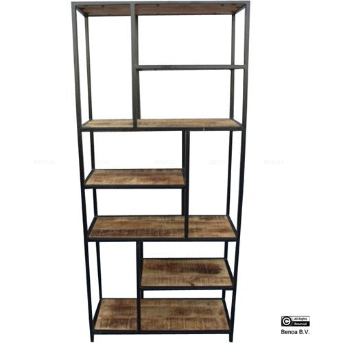 Iron bookrack with wooden shelves 84
