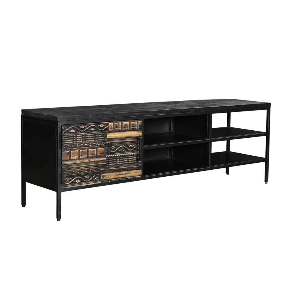 TV-meubel MALIBU | Black | Mangohout | 185 x 40 x 58 (h) cm