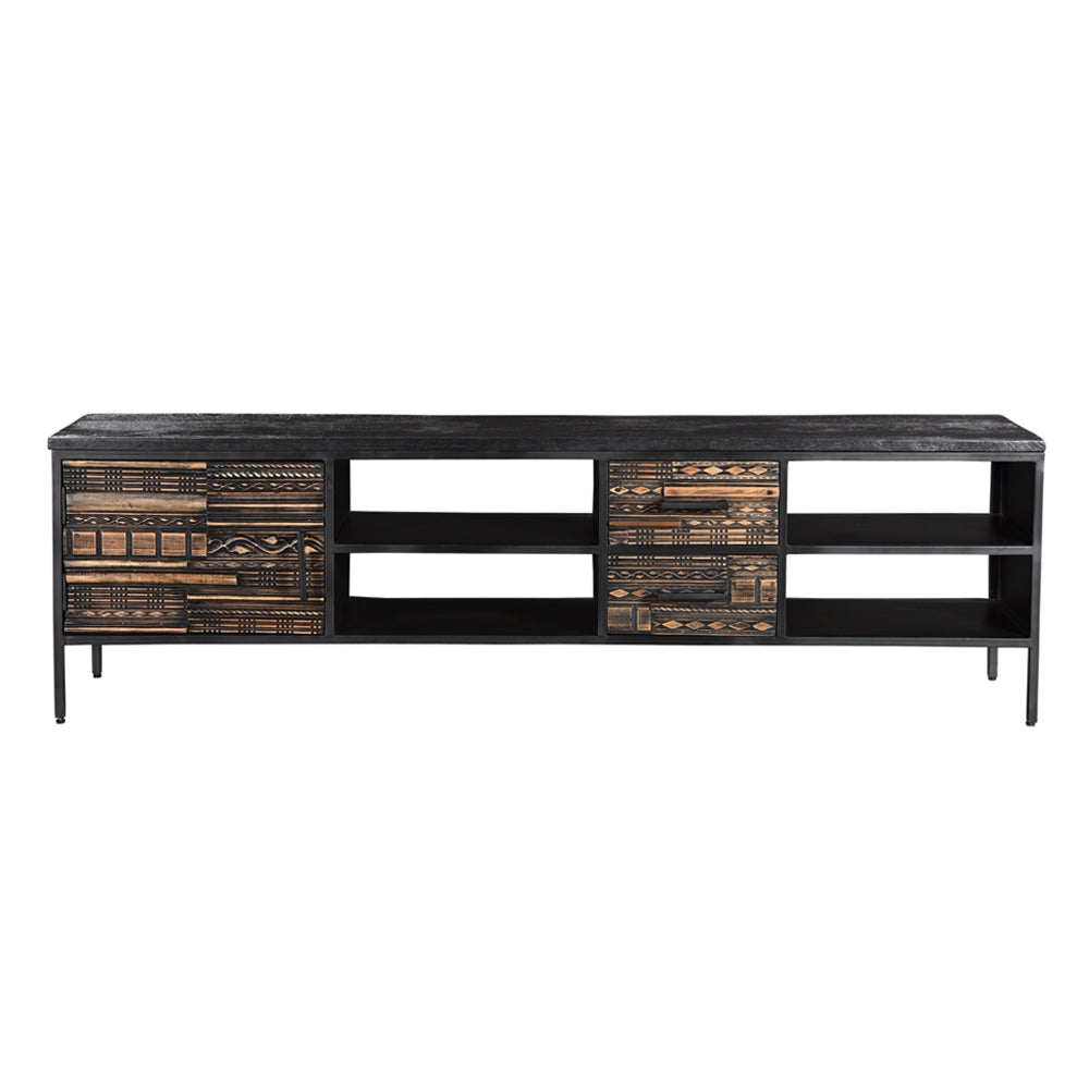 TV-meubel MALIBU | Black | Mangohout | 205 x 40 x 58 (h) cm